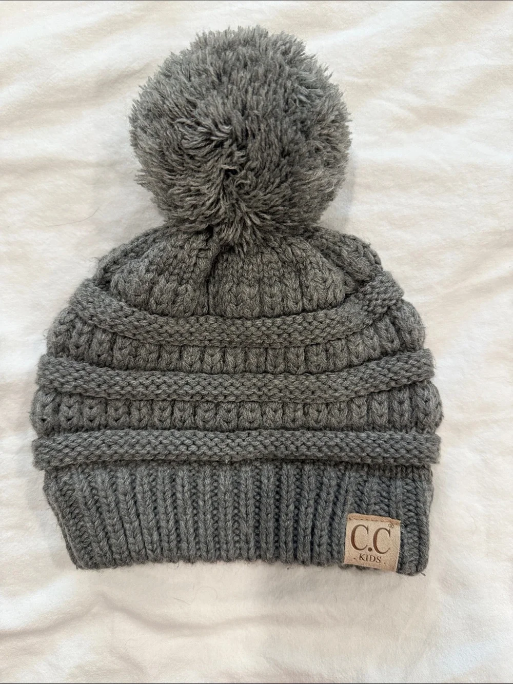C.C Kids Knit Pom Beanie Light Melange Grey